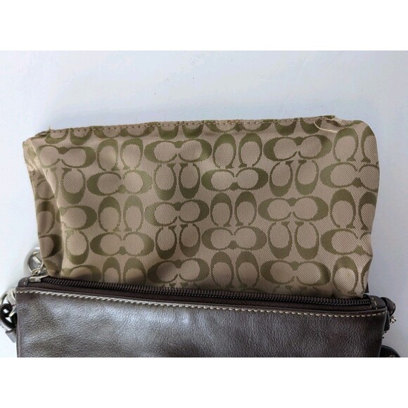 Coach Leather Wristlet Corner Zip Handbag English Saddle Brown Front Pocket - Picture 7 of 13